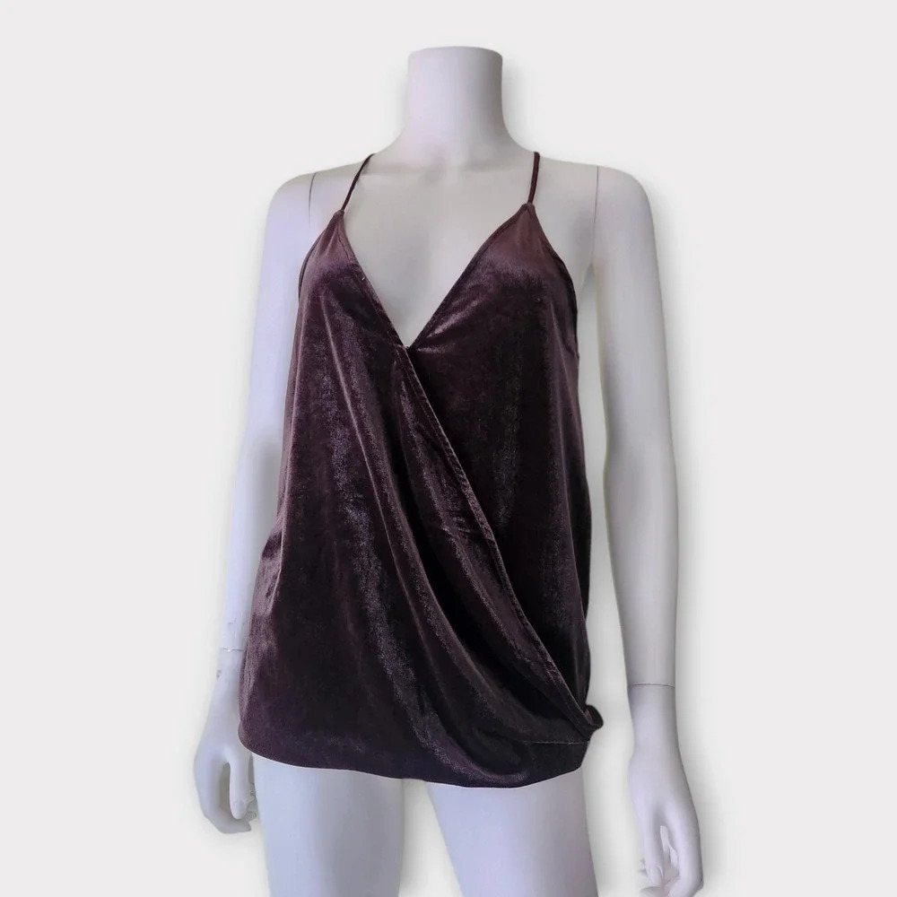 NSR Womens Velvet Cami Size S Racerback Drape Front